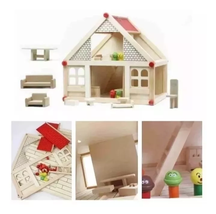 CASA DE MUÑECAS NEGRO DE MADERA MUEBLES NIÑAS - 5