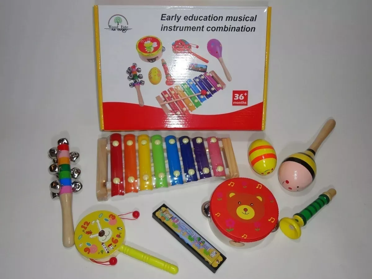 SET DE 8 INSTRUMENTOS MUSICALES PARA NIÑOS DE MADERA - 1