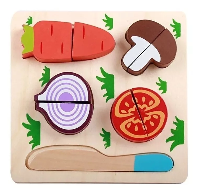 4 PUZZLES ROMPECABEZA S JUGUETES DE MADERA CORTA FRUTA - 4