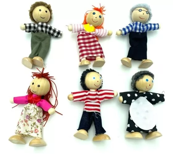 MONTESSORI FAMILIA DE MADERA MUÑECOS PARA CASA DE MUÑECA - 2