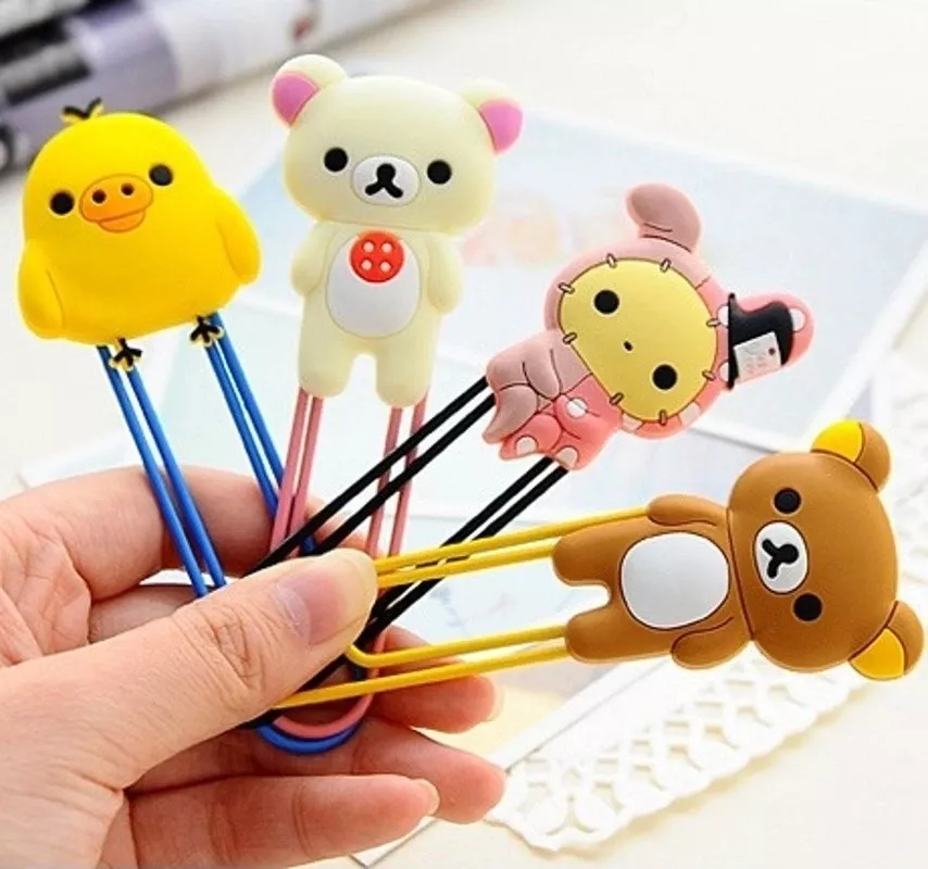 PACK 12 SET CLIP MARCA PAGINA GRANDE DISEÑO KAWAII PAPELERIA - 1