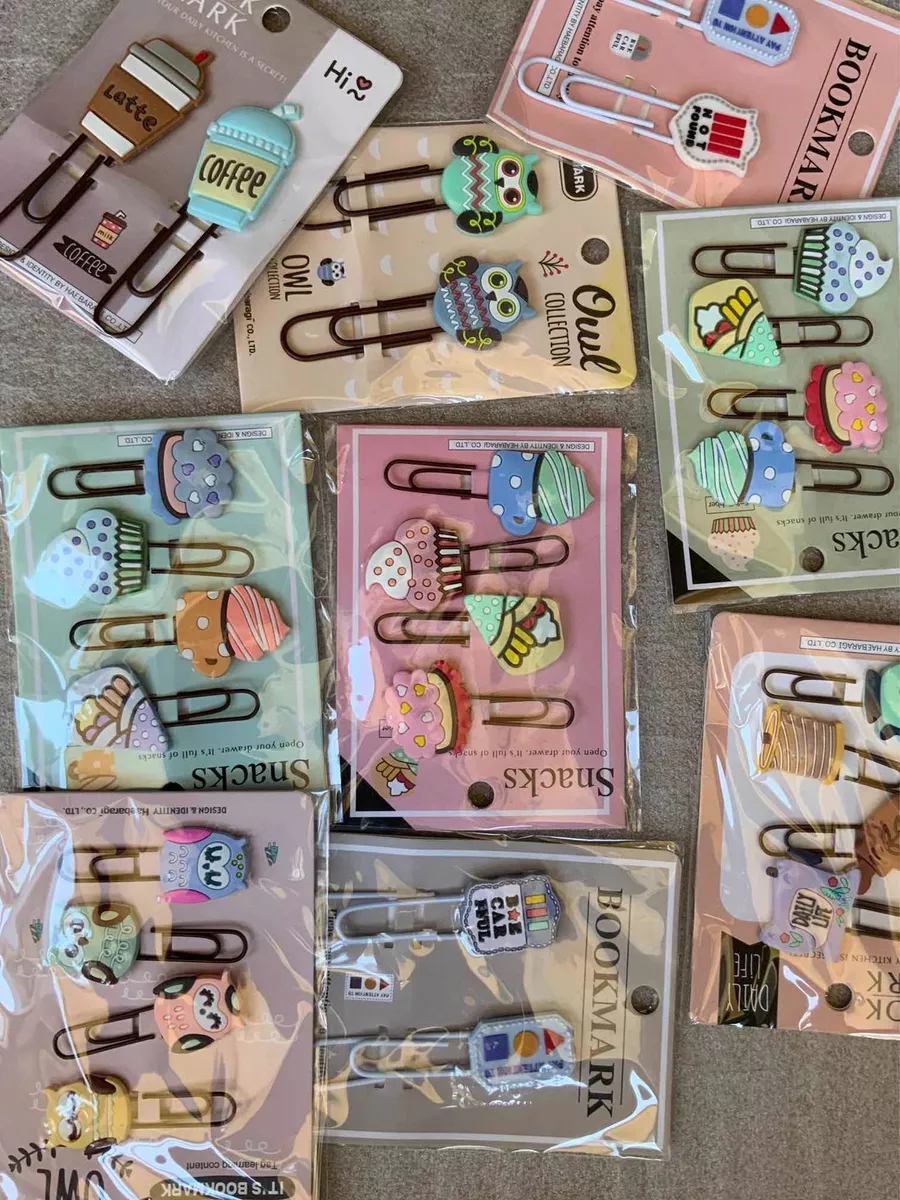 PACK 12 SET CLIP MARCA PAGINA GRANDE DISEÑO KAWAII PAPELERIA - 3