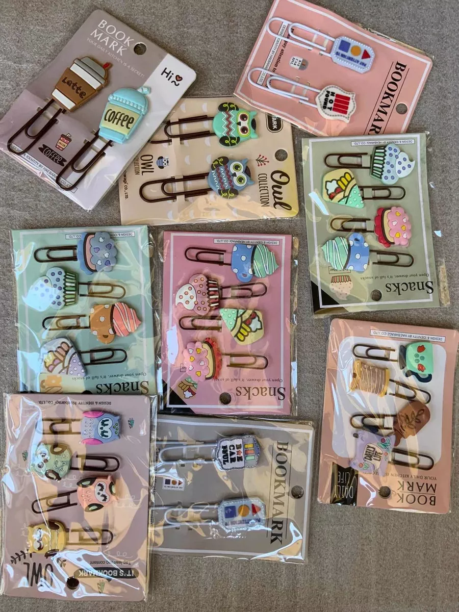 PACK 12 SET CLIP MARCA PAGINA GRANDE DISEÑO KAWAII PAPELERIA - 4