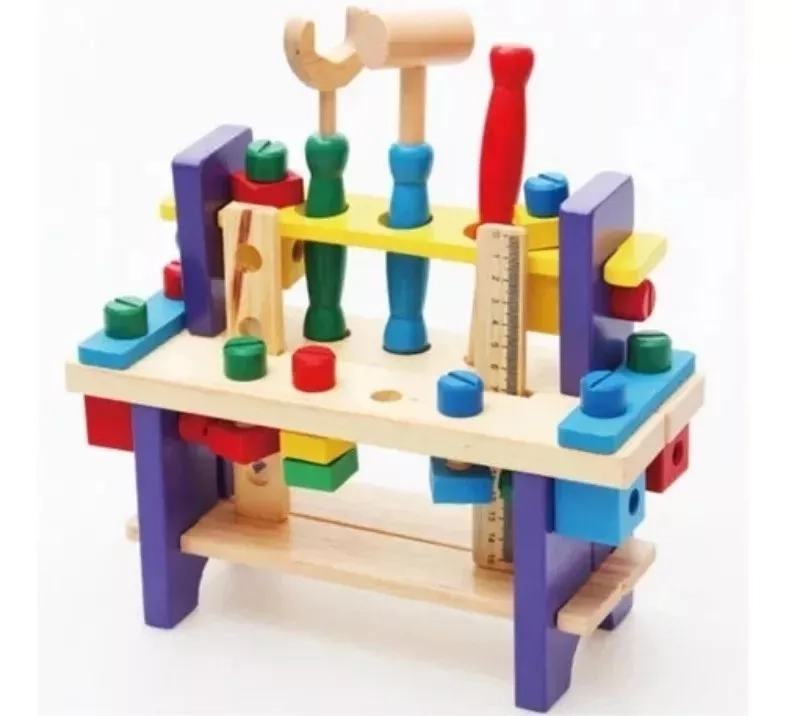 CAJA DE HERRAMIENTAS NEGRO DE MADERA JUGUETE DIDACTICO MONTESSORI - 1