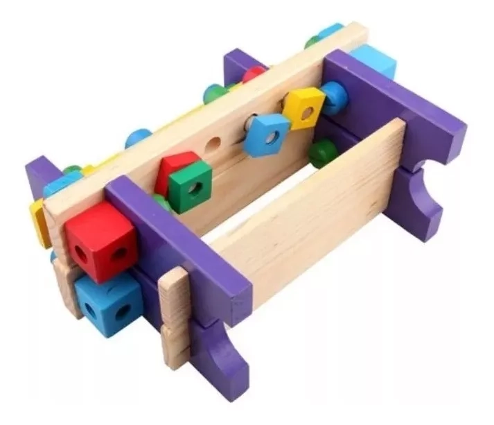 CAJA DE HERRAMIENTAS NEGRO DE MADERA JUGUETE DIDACTICO MONTESSORI - 2