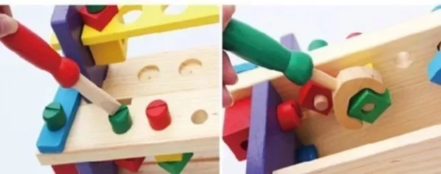 CAJA DE HERRAMIENTAS NEGRO DE MADERA JUGUETE DIDACTICO MONTESSORI - 3