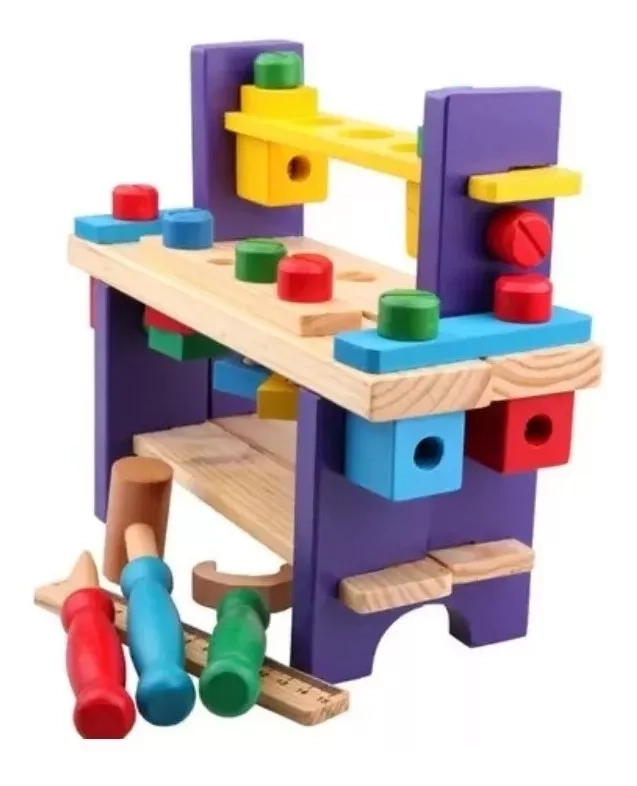 CAJA DE HERRAMIENTAS NEGRO DE MADERA JUGUETE DIDACTICO MONTESSORI - 4