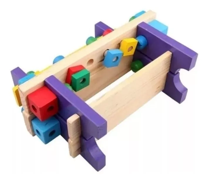 CAJA DE HERRAMIENTAS MULTICOLOR MADERA JUGUETE DIDÁCTICO MONTESSORI - 3