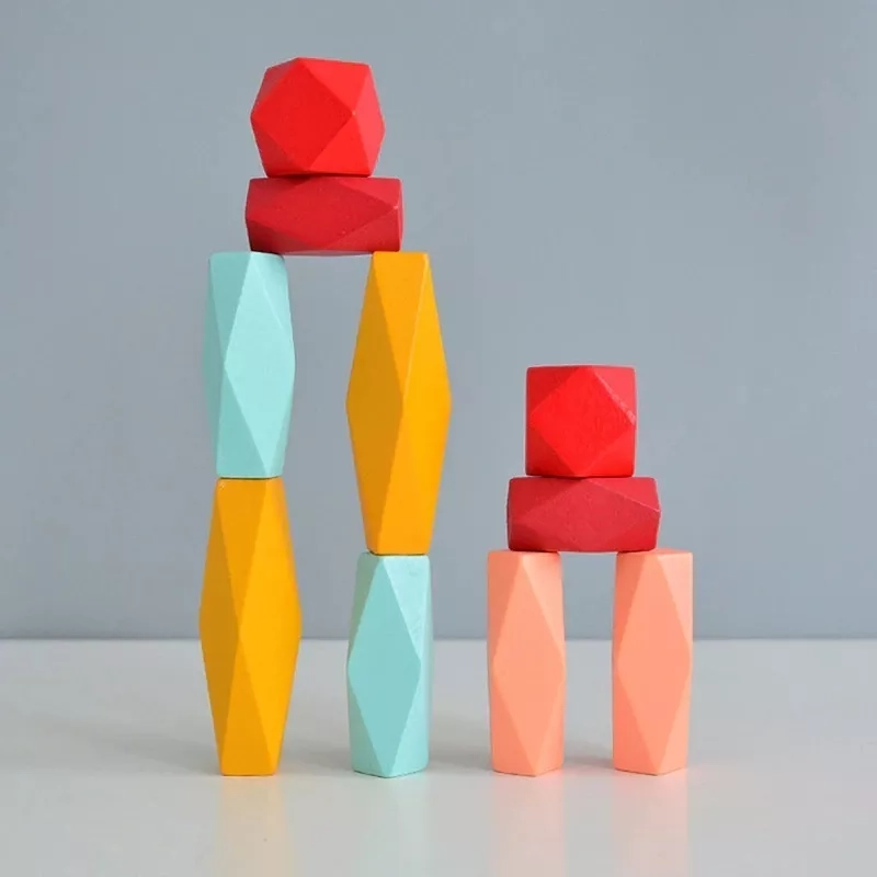 JUEGO DE APILAMIENTO DE PIEDRA MULTICOLOR BLOQUES DE CONSTRUCCIÓN - 4