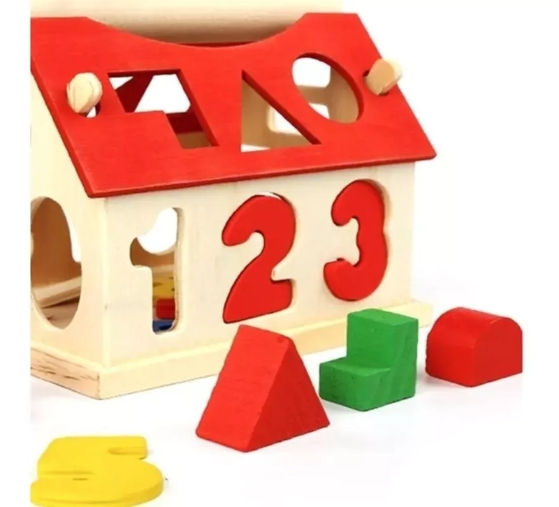 JUEGO MULTICOLOR CASA ENCAJE CHICA DE MADERA MOTRICIDAD NIÑOS DIDACTICO - 1