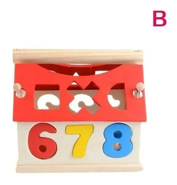 JUEGO MULTICOLOR CASA ENCAJE CHICA DE MADERA MOTRICIDAD NIÑOS DIDACTICO - 4