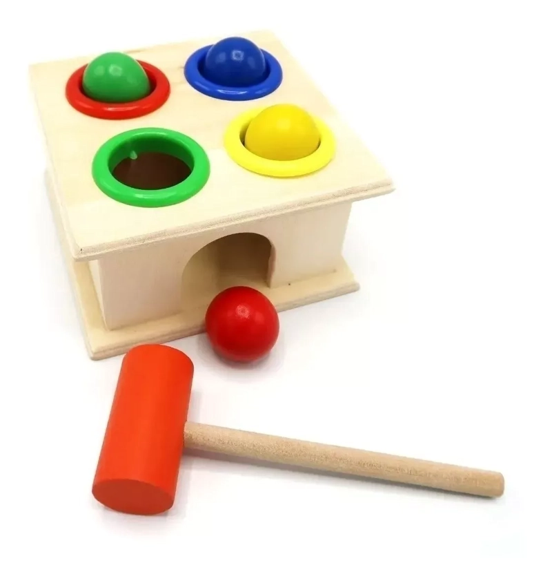 CAJA MARTILLO DIDACTICO MULTICOLOR MOTRICIDAD JUGUETE MADERA MONTESSORI - 1