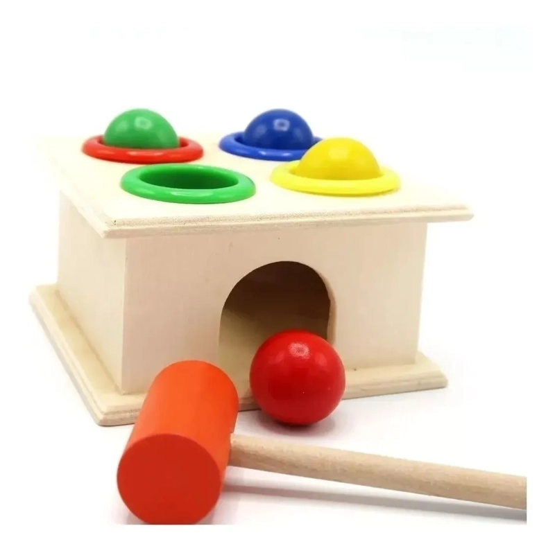 CAJA MARTILLO DIDACTICO MULTICOLOR MOTRICIDAD JUGUETE MADERA MONTESSORI - 2