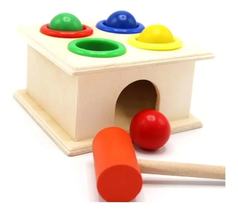 CAJA MARTILLO DIDACTICO MULTICOLOR MOTRICIDAD JUGUETE MADERA MONTESSORI - 3