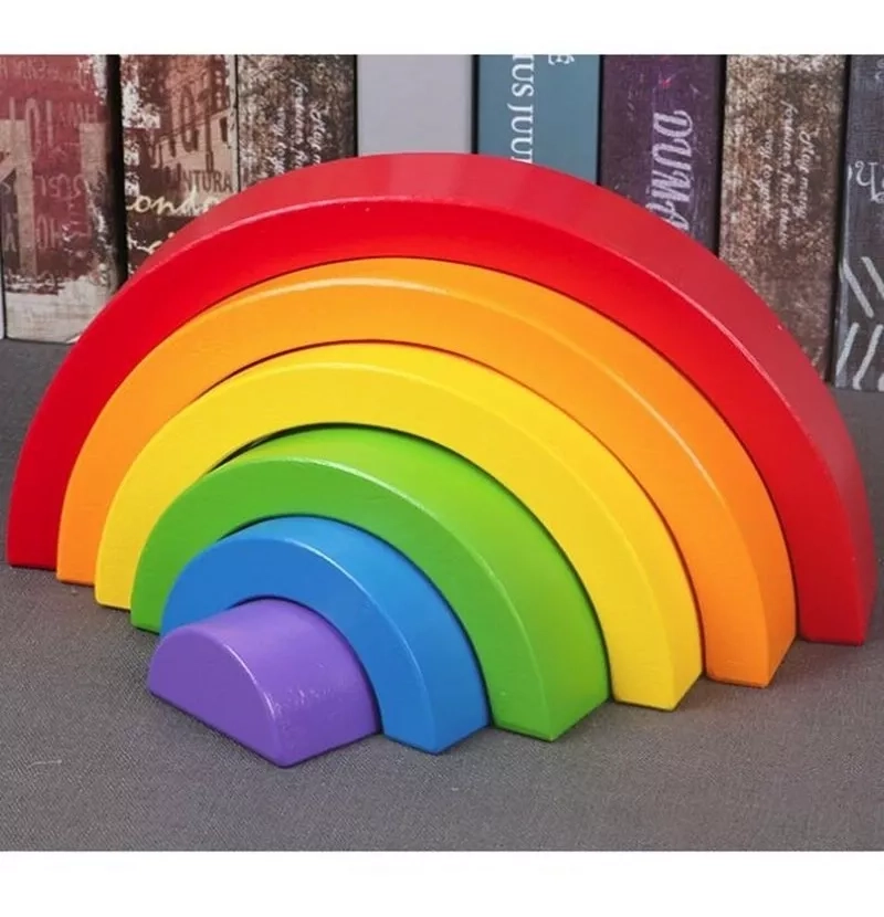 JUEGO MULTICOLOR ARCOIRIS MADERA MONTESSORI ELUN STORE - 1