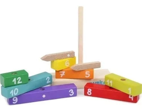 RELOJ MULTICOLOR PUZZLE DE MADERA BLOQUES APILABLE DIDÁCTICO MONTESSORI - 2