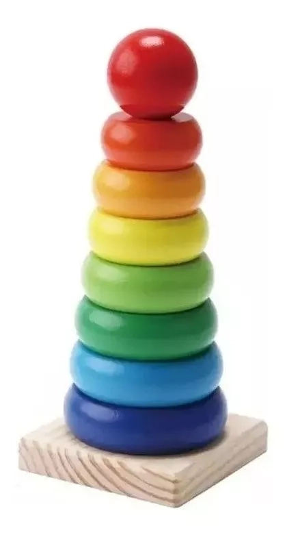 BLOQUES TORRE DE MADERA MULTICOLOR JUGUETE DIDACTICO MADERA PARA NIÑOS - 1