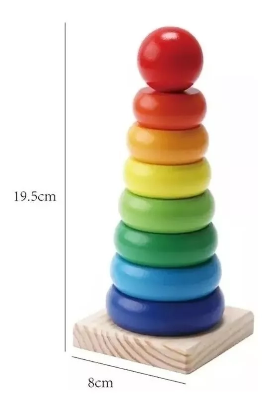 BLOQUES TORRE DE MADERA MULTICOLOR JUGUETE DIDACTICO MADERA PARA NIÑOS - 2