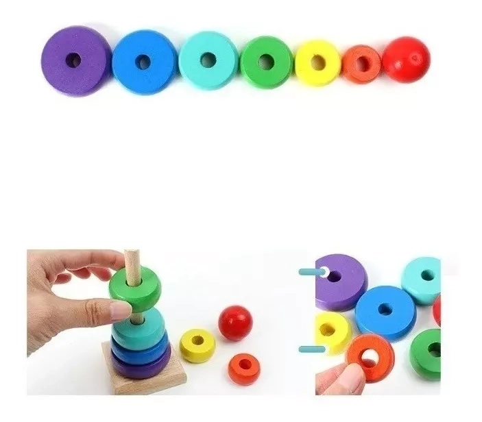 BLOQUES TORRE DE MADERA MULTICOLOR JUGUETE DIDACTICO MADERA PARA NIÑOS - 5