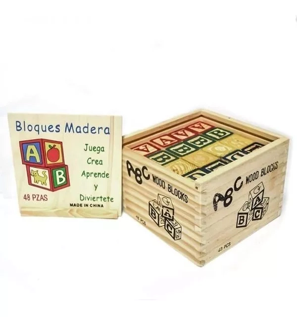 CUBO DE MADERA MULTICOLOR 48 PIEZAS JUGUETE MONTESSORI - 2