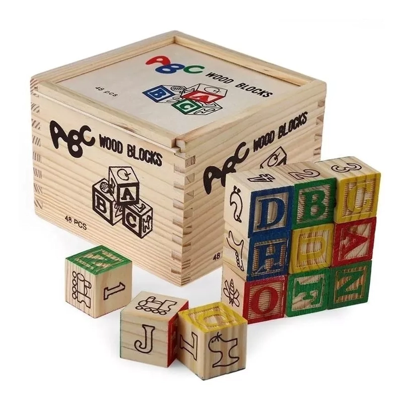CUBO DE MADERA MULTICOLOR 48 PIEZAS JUGUETE MONTESSORI - 3