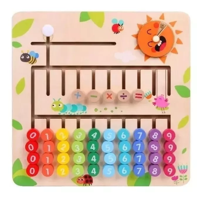 ABACO MULTICOLOR DE MADERA TABLERO DIDÁCTICO NIÑOS SUMAS MATEMÁTICA - 1