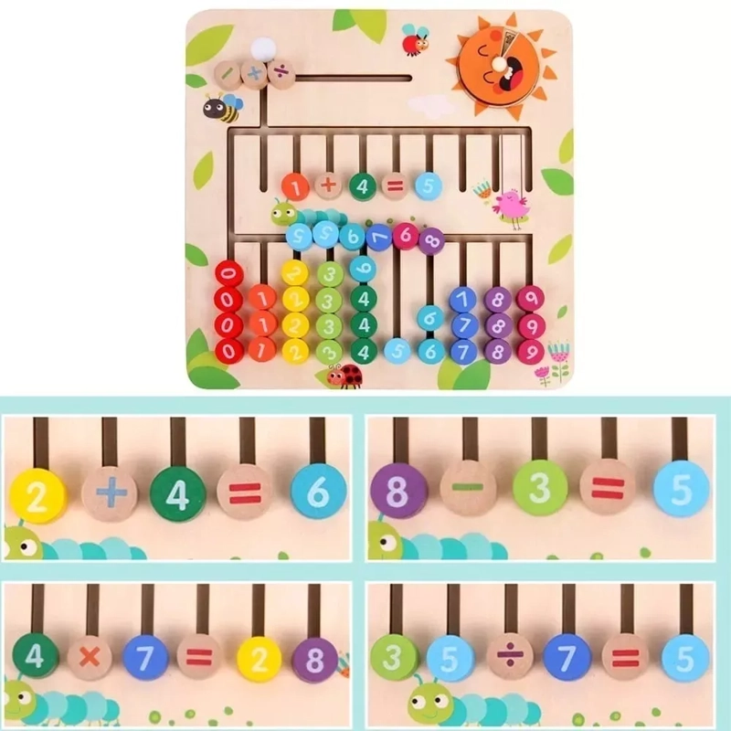 ABACO MULTICOLOR DE MADERA TABLERO DIDÁCTICO NIÑOS SUMAS MATEMÁTICA - 2