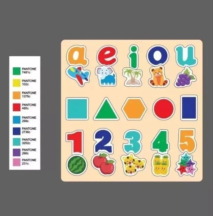 JUEGO MULTICOLOR PUZZLES ROMPECABEZA DIDÁCTICO DE MADERA TABLA VOCALES - 2