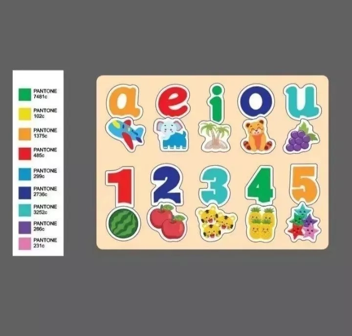 JUEGO MULTICOLOR PUZZLES ROMPECABEZA DIDÁCTICO DE MADERA TABLA VOCALES - 3