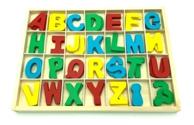 JUGUETE MULTICOLOR LETRAS DE MADERA ABC DOBLE COLORES DIDACTICO EDUCATIVO - 1