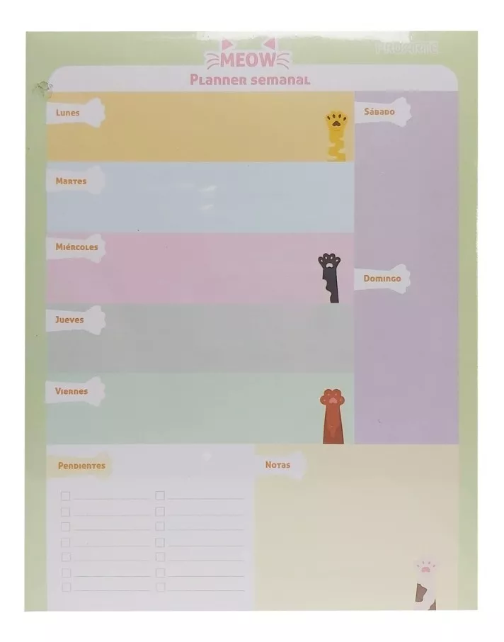 PLANNER SEMANAL GATITO 21X27CM PROARTE - 1