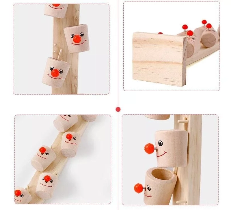 JUEGO JUGUETE DE DOMINO DE MADERA 6 CUBOS Y CANICA MONTESSORI - 4
