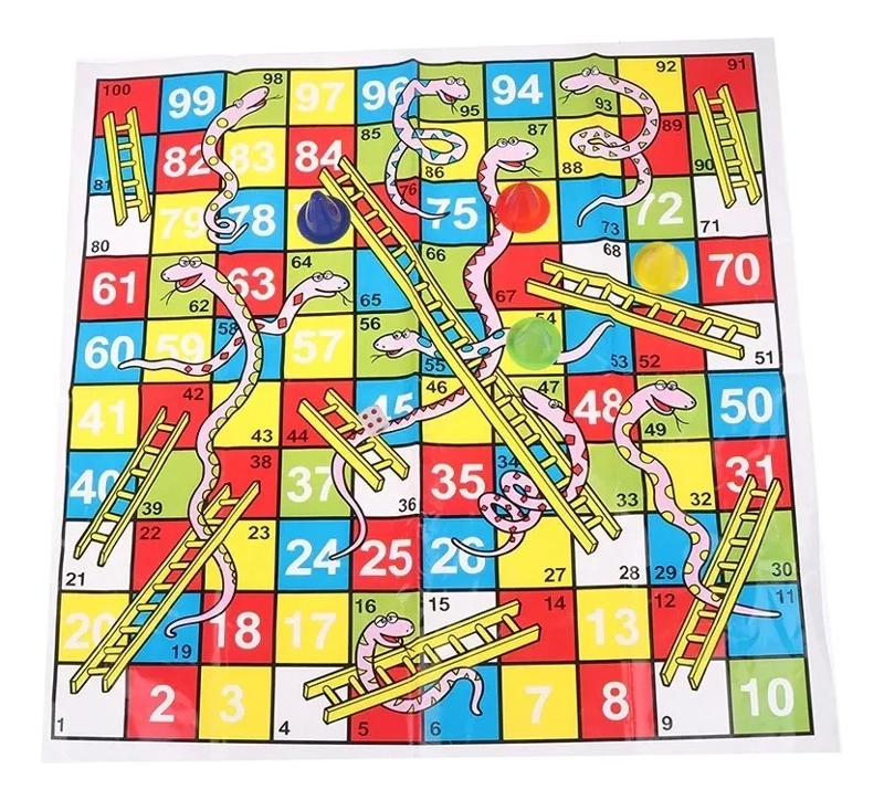 JUEGO DE MESA ALFOMBRA DE PAPEL +4 PIEZAS AJEDREZ SERPIENTES - 1