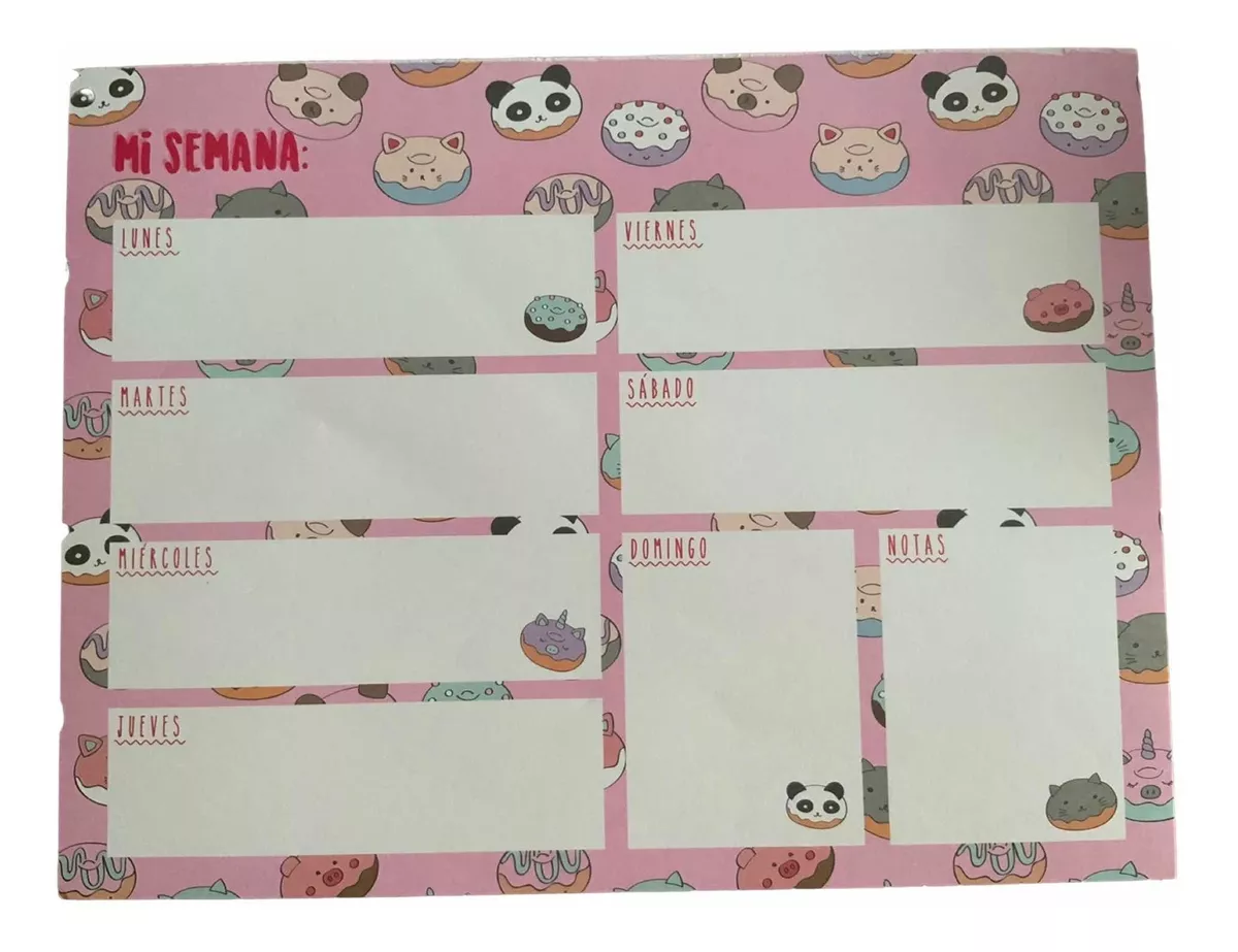 1 SET PLANNER SEMANAL 30 HOJAS PAPELERIA KAWAII - 1