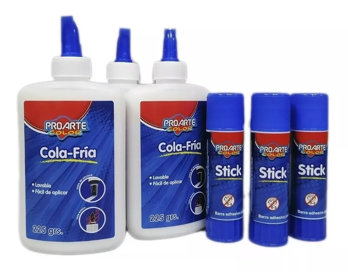 PACK DE 3 PROARTE COLA FRÍAS + 3 PEGAMENTOS EN BARRA - 1