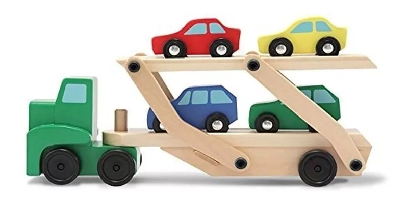 CAMION DE MADERA CON AUTOS JUGUETE DIDACTICO NIÑOS JUEGO - 2