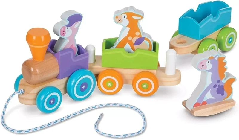 TREN ARRASTRE JUGUETE MADERA DIDACTICO ANIMALES PARA NIÑOS - 1