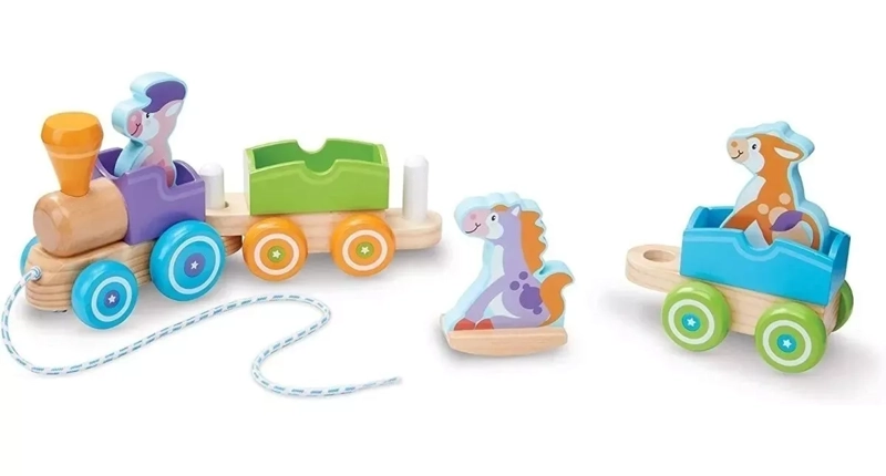 TREN ARRASTRE JUGUETE MADERA DIDACTICO ANIMALES PARA NIÑOS - 3