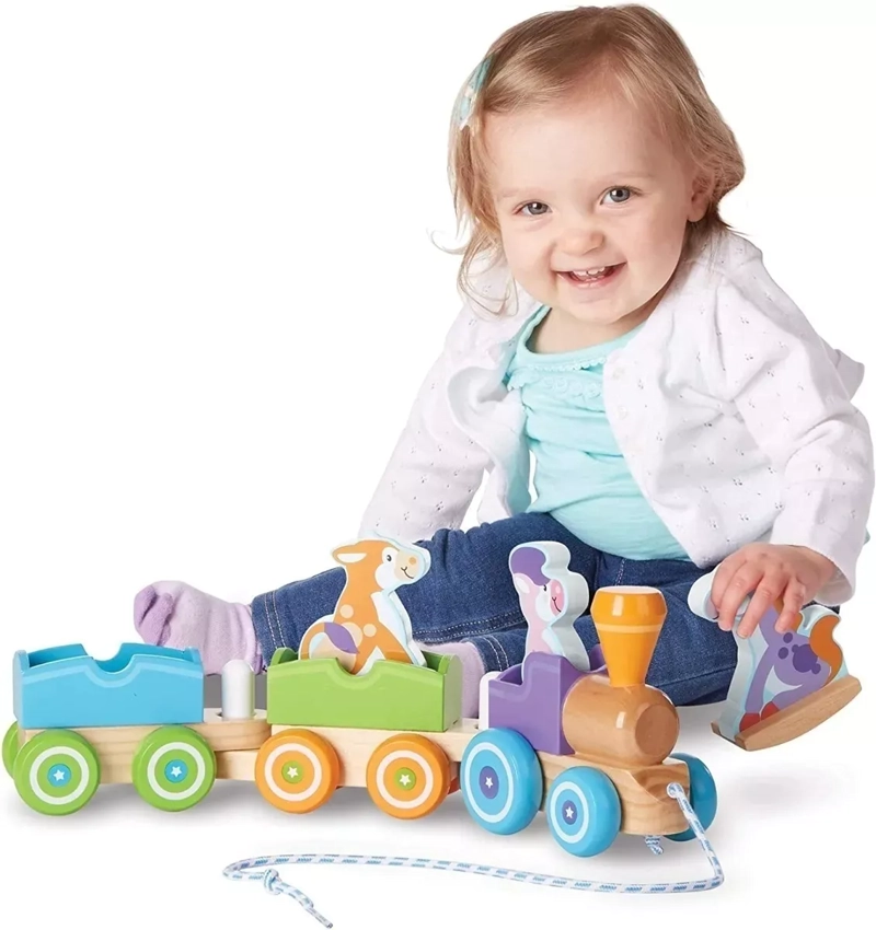 TREN ARRASTRE JUGUETE MADERA DIDACTICO ANIMALES PARA NIÑOS - 4