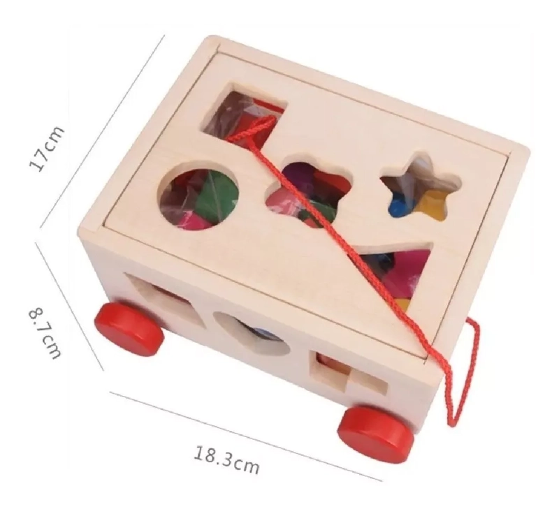JUGUETE DIDACTICO ARRASTRE NIÑOS MADERA TREN CORDEL 16 PCS - 4