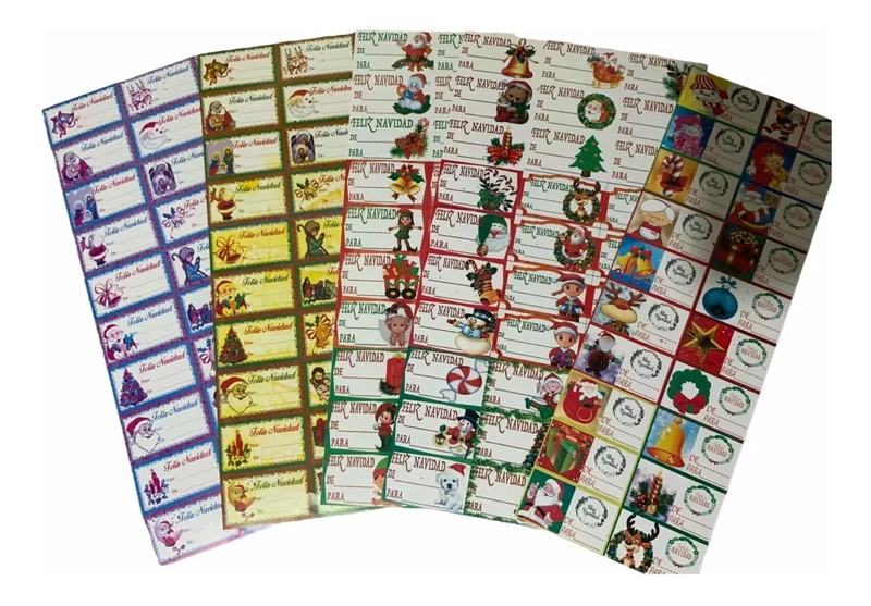 PACK 300 ETIQUETAS TARJETAS REGALO NAVIDAD ADHESIVAS PASCUA - 1