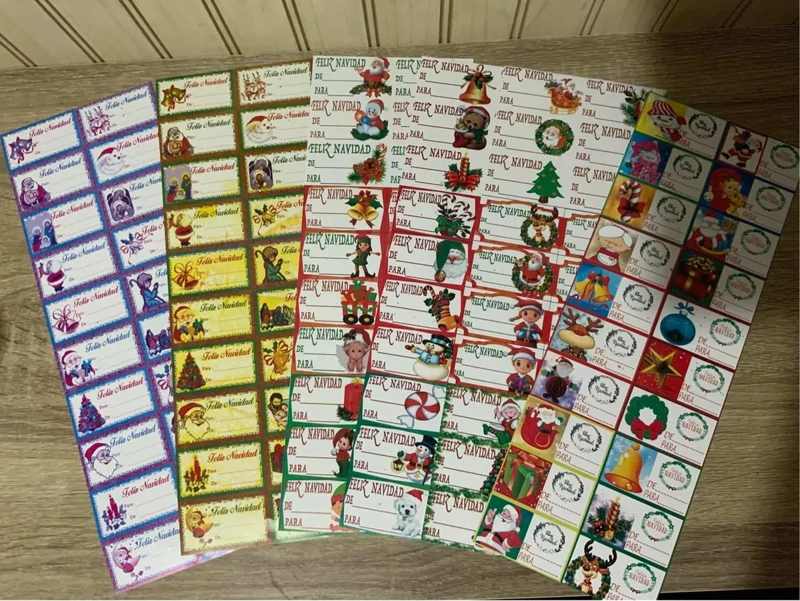 PACK 300 ETIQUETAS TARJETAS REGALO NAVIDAD ADHESIVAS PASCUA - 2