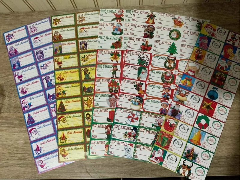 PACK 300 ETIQUETAS TARJETAS REGALO NAVIDAD ADHESIVAS PASCUA - 3