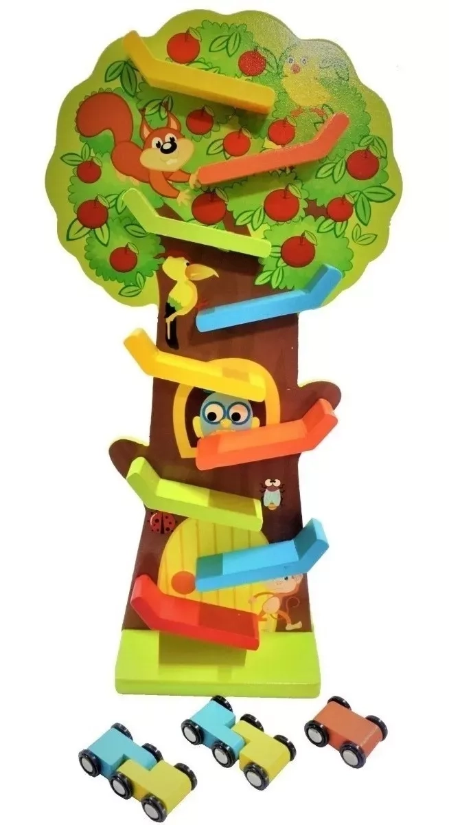 PISTA ARBOL AUTO JUGUETE DIDÁCTICO MADERA NIÑOS - 3