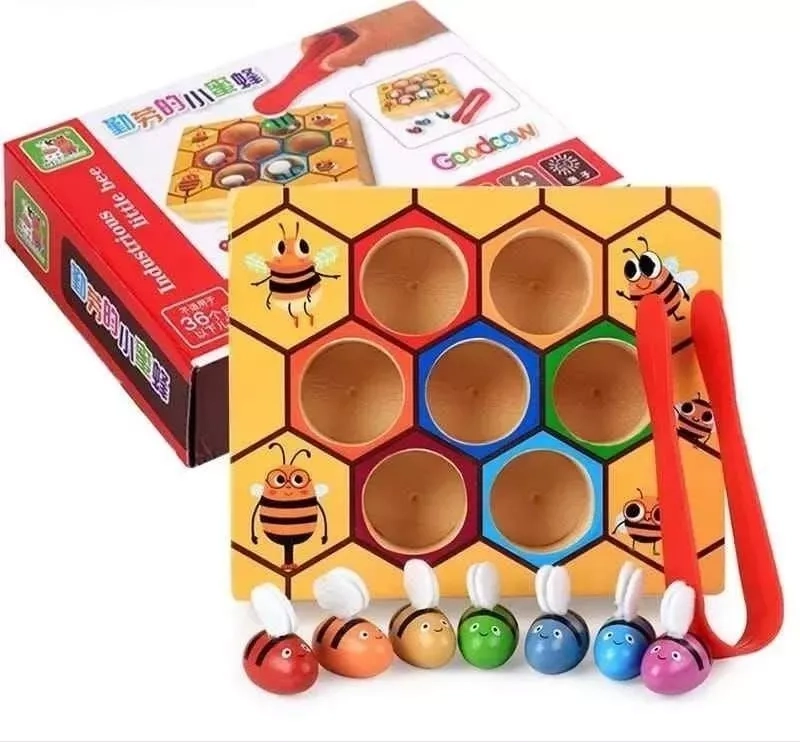 JUEGO DIDÁCTICO MADERA PANEL ABEJAS MOTRICIDAD NIÑOS MULTICOLOR - 1