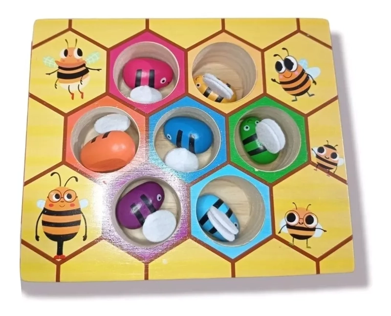 JUEGO DIDÁCTICO MADERA PANEL ABEJAS MOTRICIDAD NIÑOS MULTICOLOR - 2