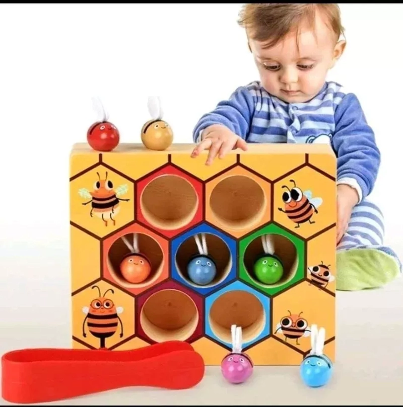 JUEGO DIDÁCTICO MADERA PANEL ABEJAS MOTRICIDAD NIÑOS MULTICOLOR - 3