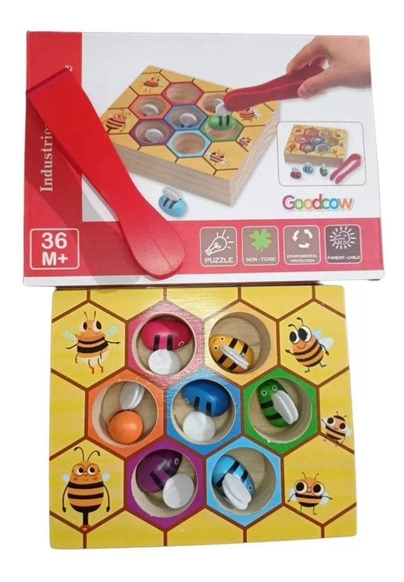 JUEGO DIDÁCTICO MADERA PANEL ABEJAS MOTRICIDAD NIÑOS MULTICOLOR - 4