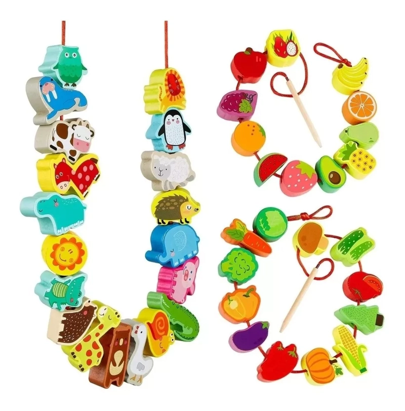 CUENTAS MADERA ENHEBRANDOR FRUTAS Y FAUNA /ELUN STORE NEGRO - 2