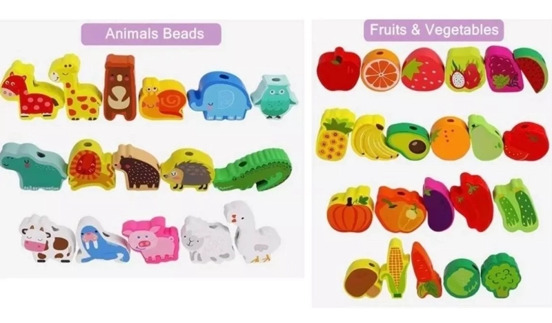 CUENTAS MADERA ENHEBRANDOR FRUTAS Y FAUNA /ELUN STORE NEGRO - 3